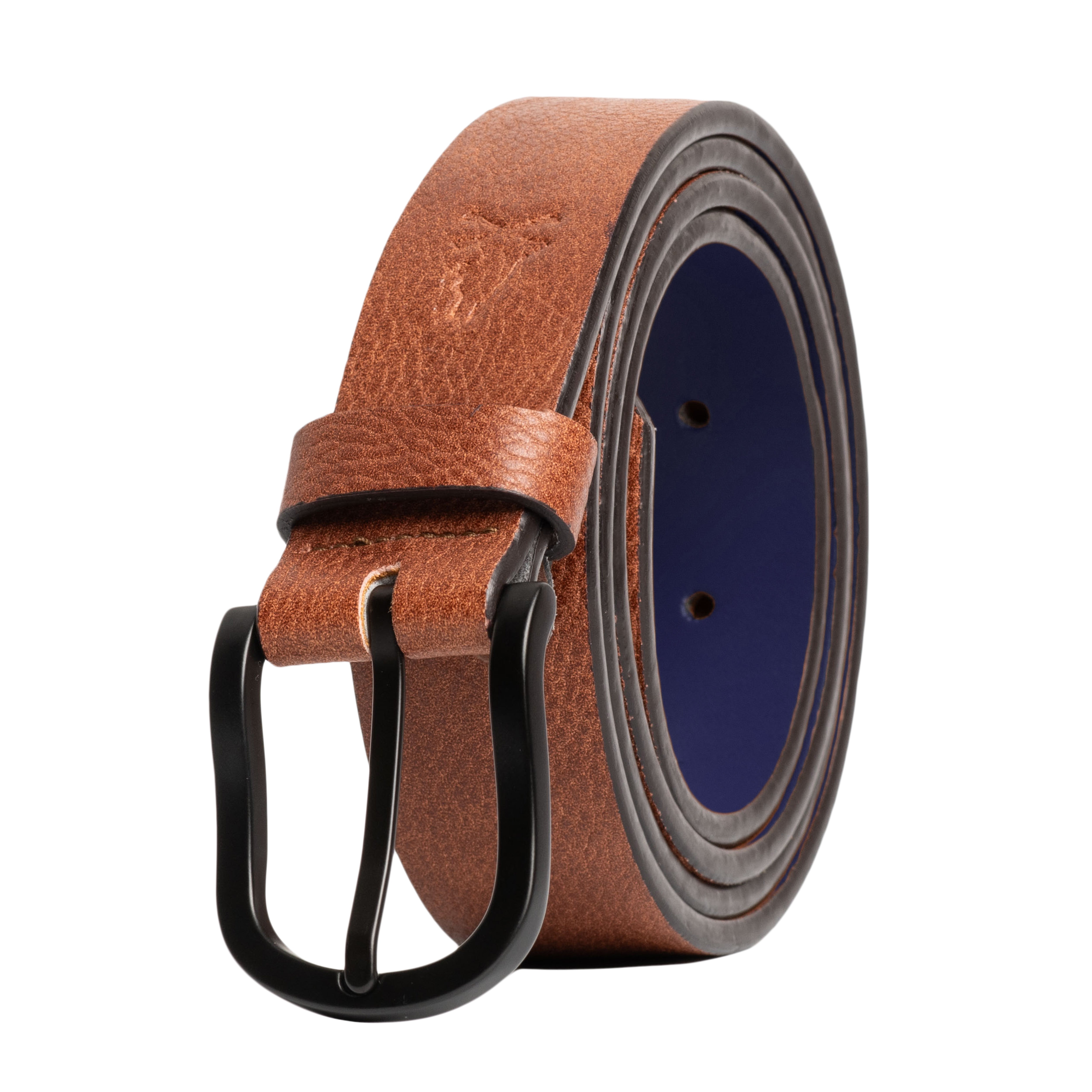 Pebble Grain Finish Belt with Black Horseshoe Buckle