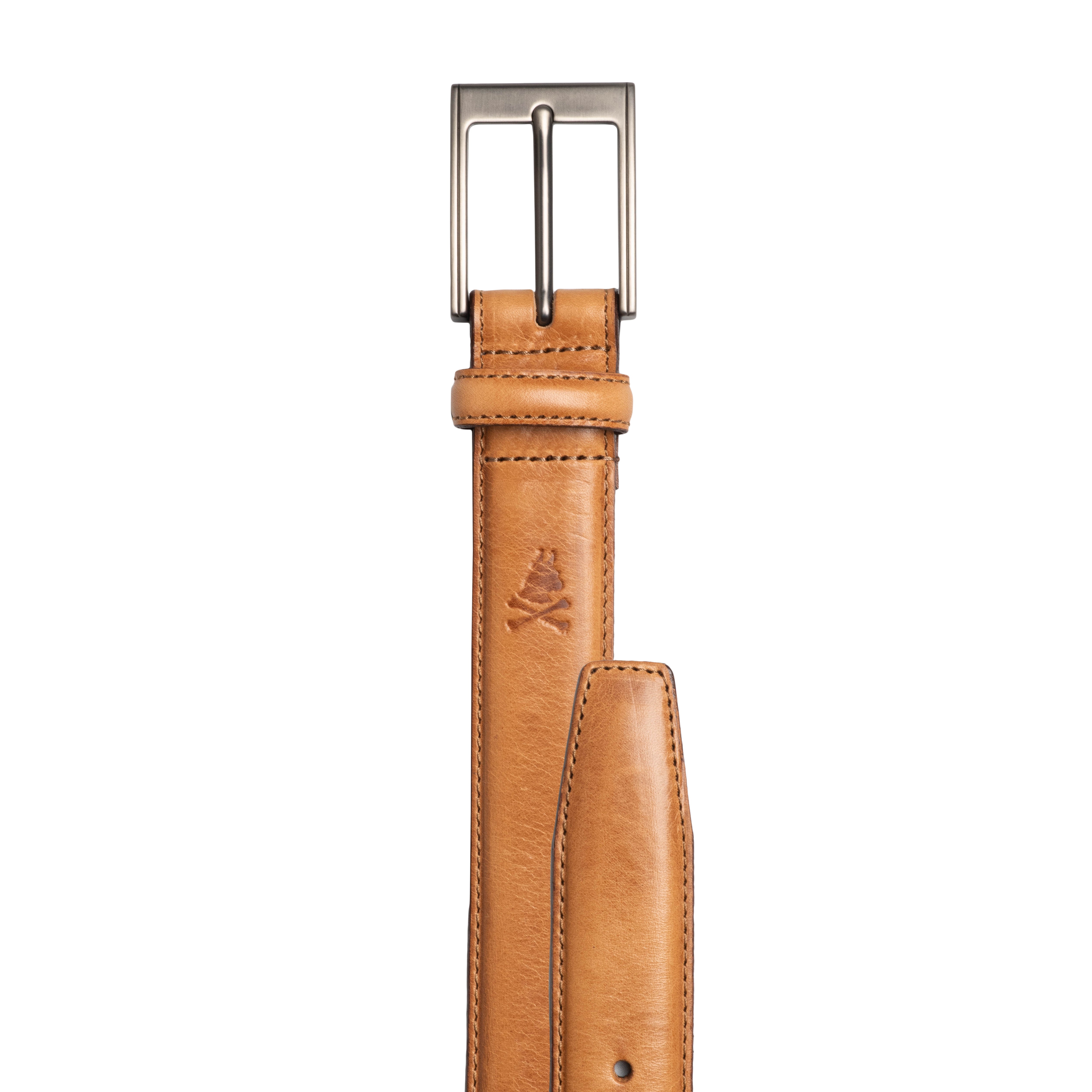 Textured Italian Leather Belt with Edge Stitching